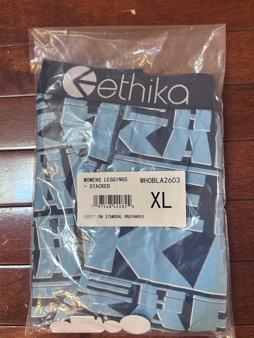 Ethika Stacked Light Blue & Navy Graphic Leggings - Picture 2 of 3